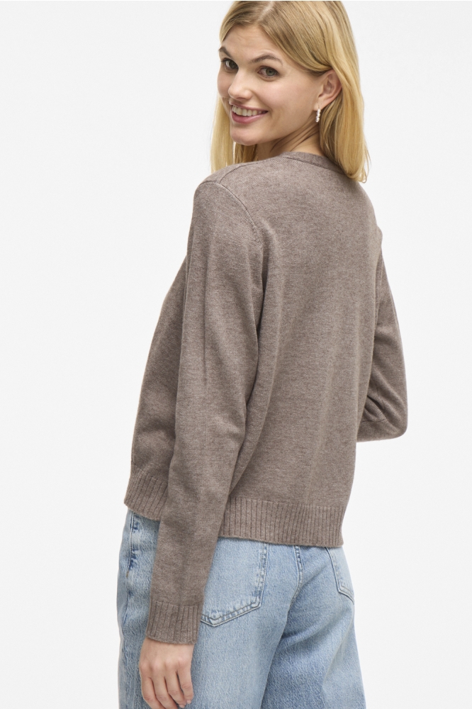 VIRIL SHORT L/S KNIT CARDIGAN-NOOS 14060800 FALCON/MELANGE